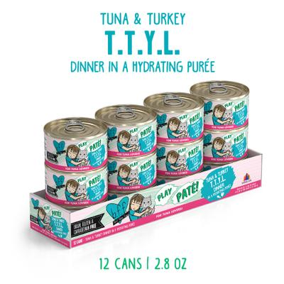 Show full view: BFF Play Pate Lovers Tuna & Turkey T.T.Y.L. Wet Cat Food, 2.8-oz can, pack of 12 slide 3 of 12