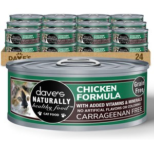 Dave's Pet Food Naturally Healthy Chicken Dinner Formula Pate Grain-Free Canned Wet Cat Food, 5.5-oz can, case of 24
