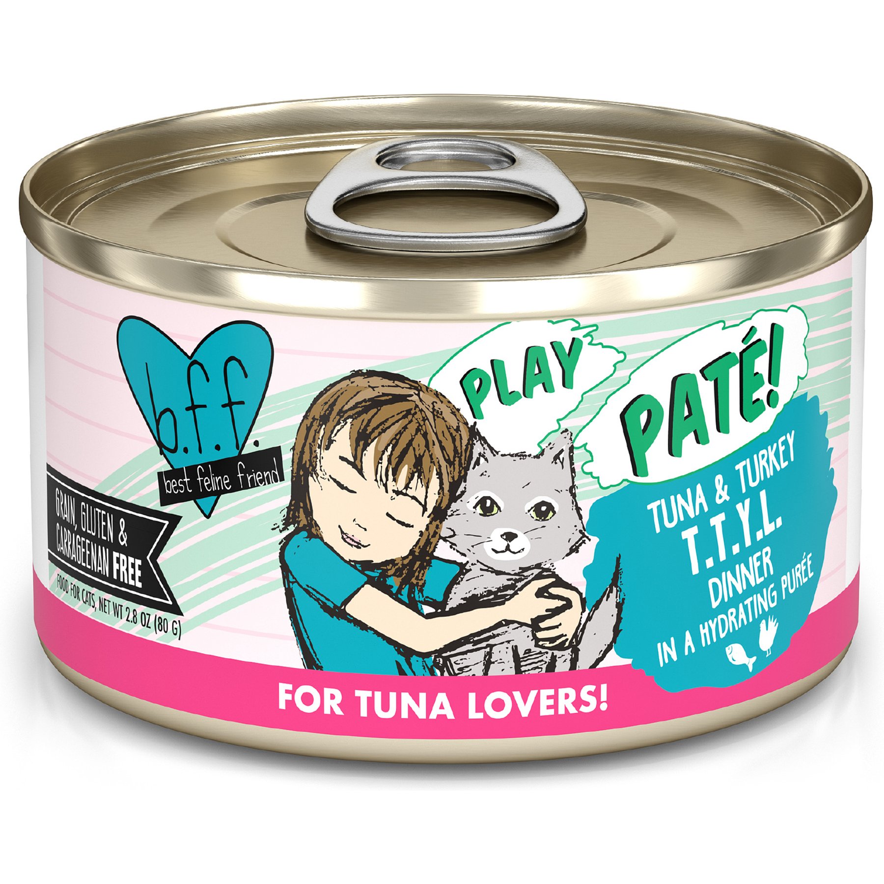 BFF Play Pate Lovers Tuna & Turkey T.T.Y.L. Wet Cat Food, 2.8-oz can, pack of 12