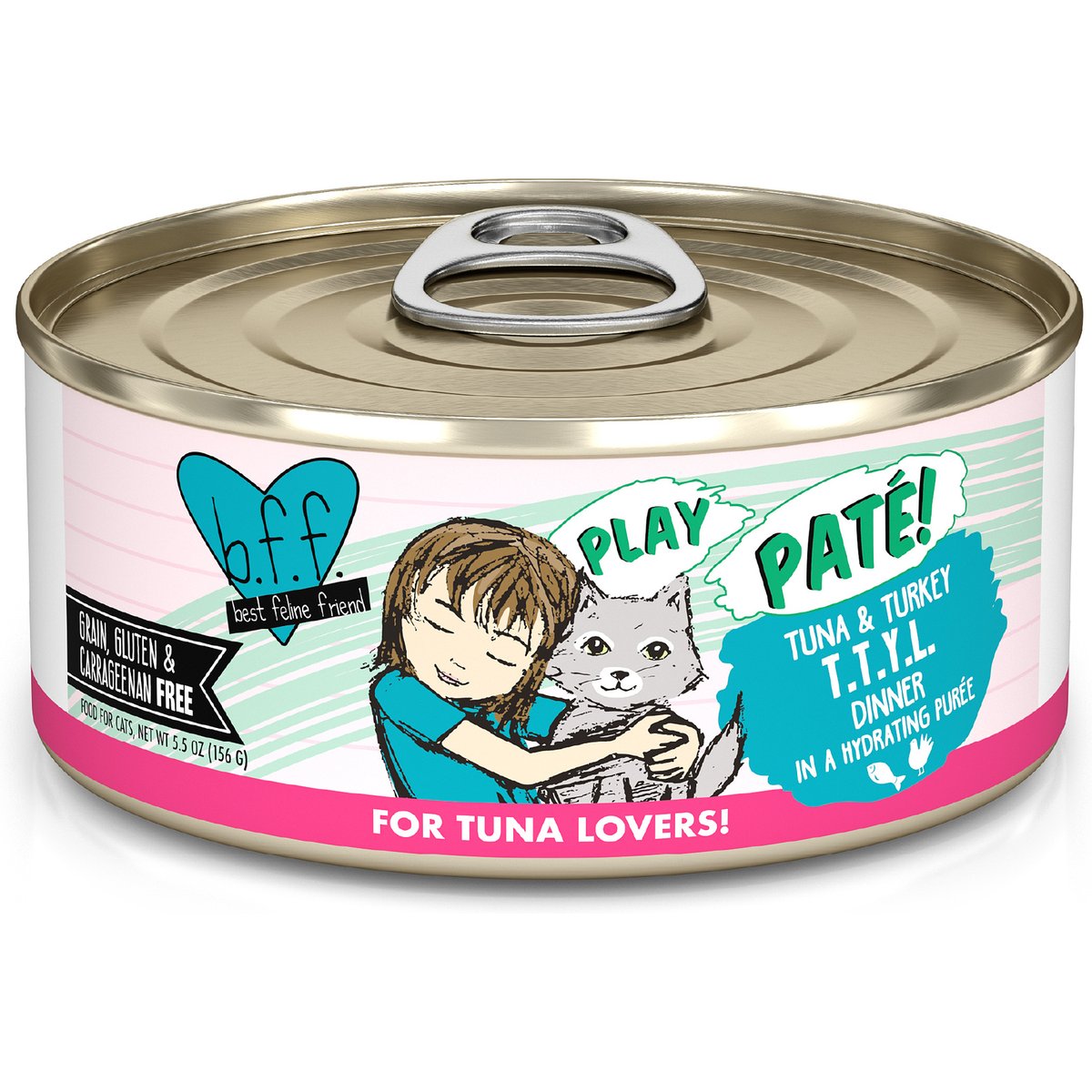 BFF Play Pate Lovers Tuna & Turkey T.T.Y.L. Wet Cat Food, 5.5-oz can, pack of 8