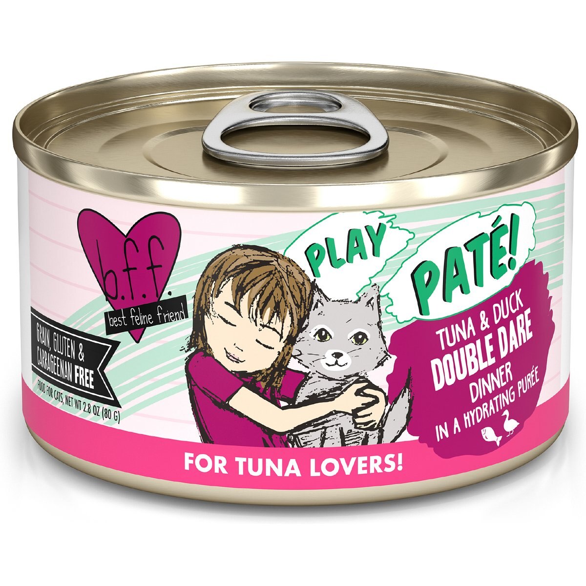 BFF Play Pate Lovers Tuna & Duck Double Dare Wet Cat Food, 2.8-oz can, pack of 12