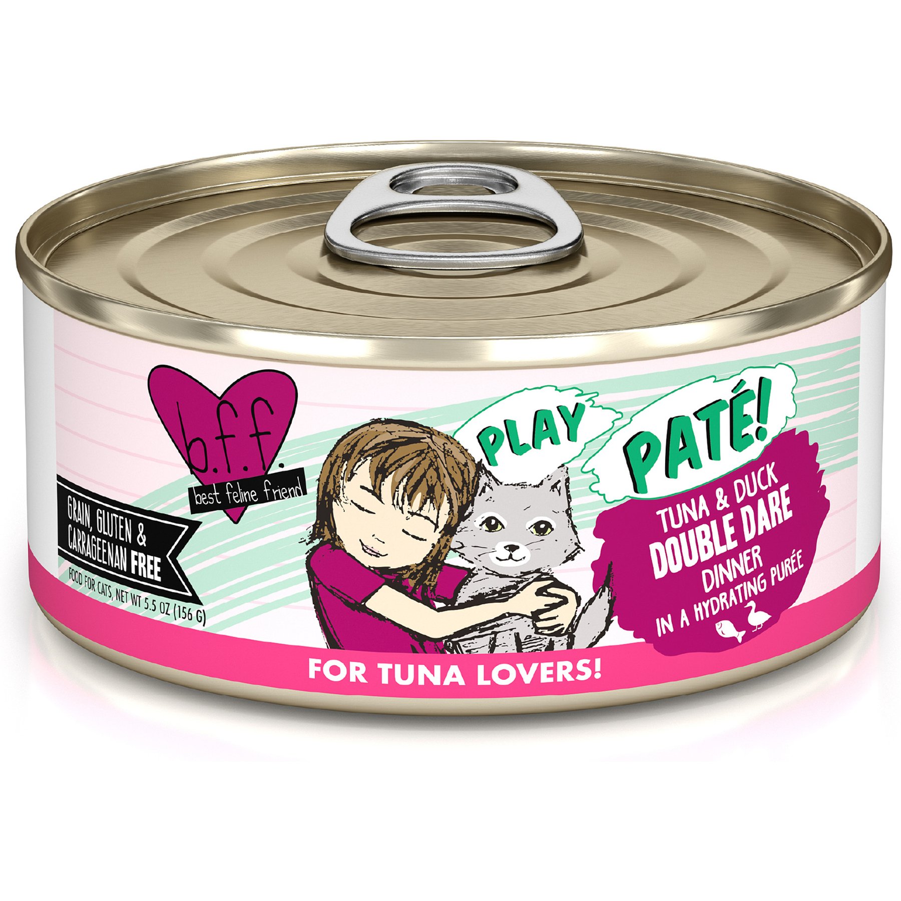 BFF Play Pate Lovers Tuna & Duck Double Dare Wet Cat Food, 5.5-oz can, pack of 8