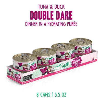 Show full view: BFF Play Pate Lovers Tuna & Duck Double Dare Wet Cat Food, 5.5-oz can, pack of 8 slide 3 of 11