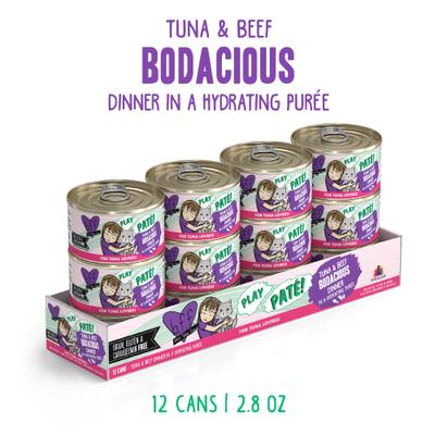 Show full view: BFF Play Pate Lovers Tuna & Beef Bodacious Wet Cat Food, 2.8-oz can, pack of 12 slide 3 of 12