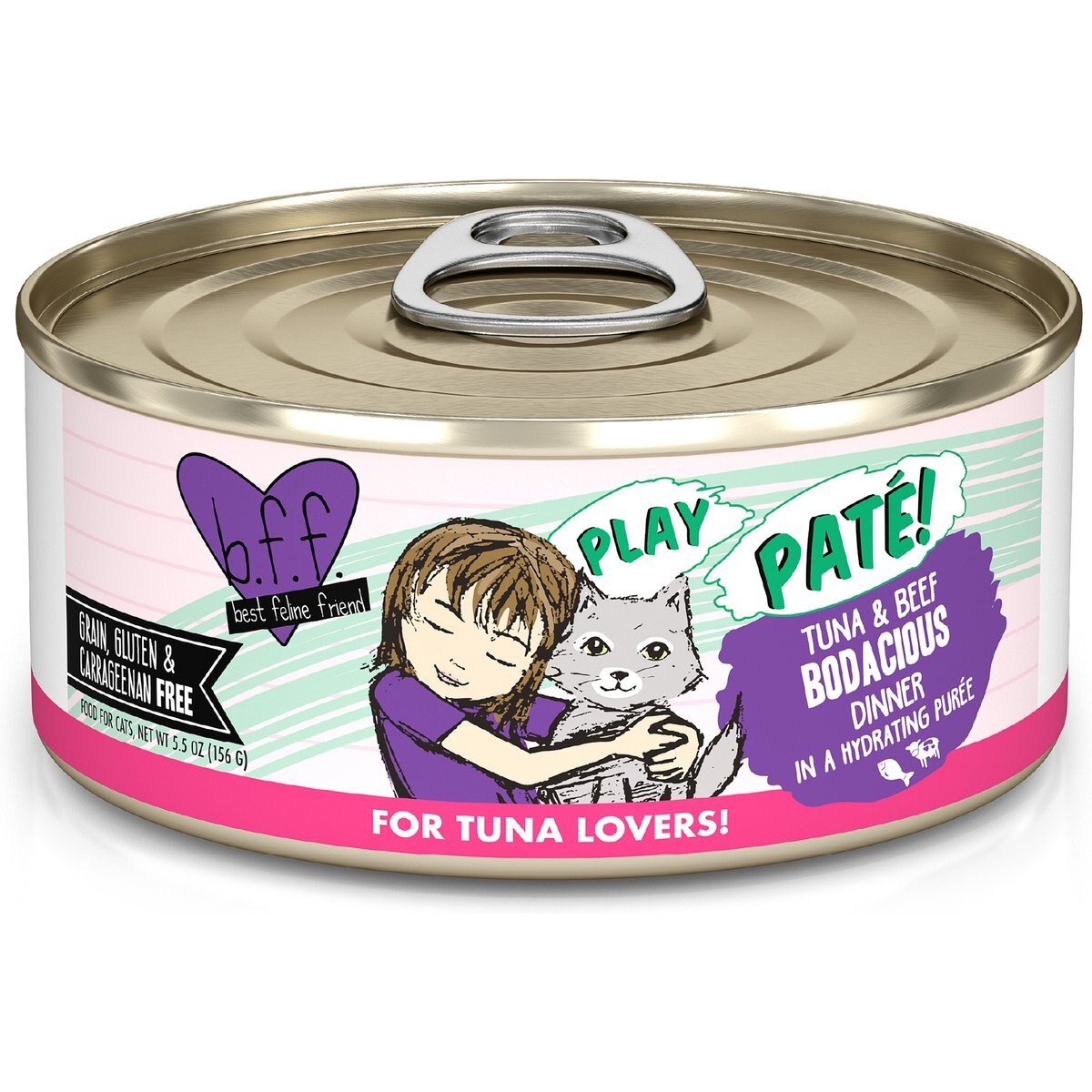 BFF Play Pate Lovers Tuna & Beef Bodacious Wet Cat Food, 5.5-oz can, pack of 8
