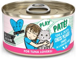 BFF Play Pate Lovers Tuna & Chicken Check Please Wet Cat Food, 2.8-oz can, pack of 12