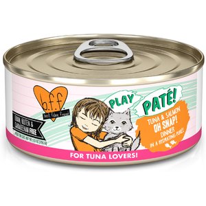 BFF Play Pate Lovers Oh Snap! Tuna & Salmon Grain-Free Wet Cat Food, 5.5-oz can, pack of 8