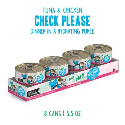 Show full view: BFF Play Pate Lovers Tuna & Chicken Check Please Wet Cat Food, 5.5-oz can, pack of 8 slide 3 of 12