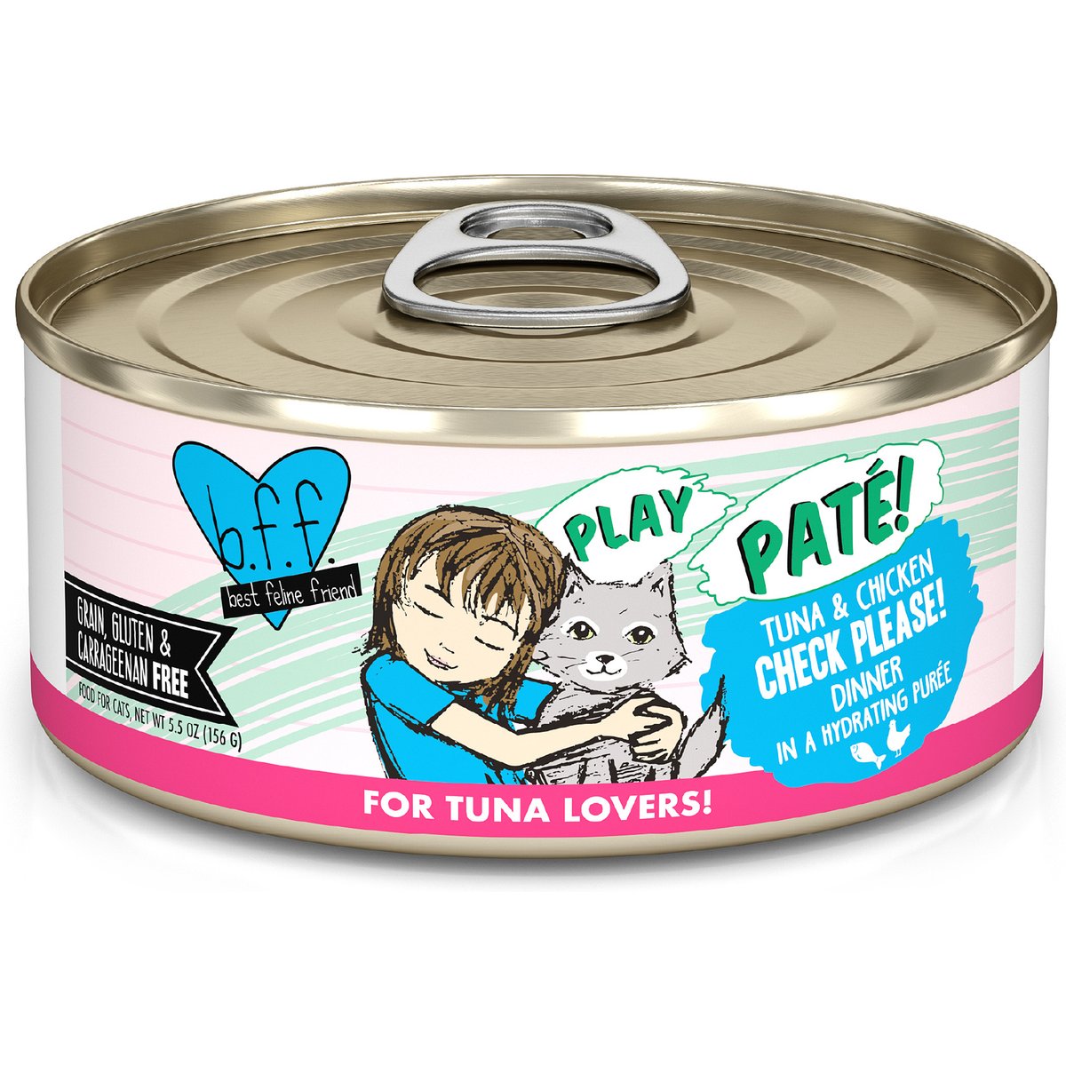 BFF Play Pate Lovers Tuna & Chicken Check Please Wet Cat Food, 5.5-oz can, pack of 8