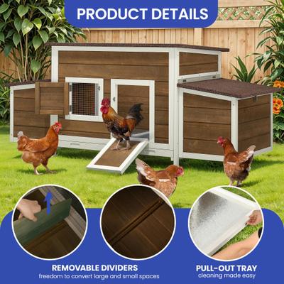 Show full view: Wooflex 67-In Wooden Chicken Coop with Weatherproof Roof & 2 Nesting Boxes, 2 to 4 Chicken Capacity, Brown slide 5 of 9
