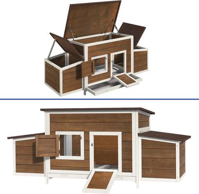 Show full view: Wooflex 67-In Wooden Chicken Coop with Weatherproof Roof & 2 Nesting Boxes, 2 to 4 Chicken Capacity, Brown slide 8 of 9