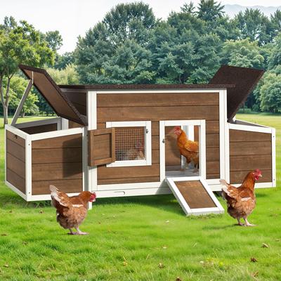 Show full view: Wooflex 67-In Wooden Chicken Coop with Weatherproof Roof & 2 Nesting Boxes, 2 to 4 Chicken Capacity, Brown slide 7 of 9