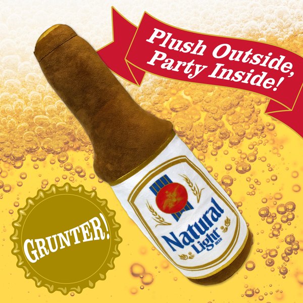 Show full view: Natural Light Plush Bottle Dog Toy, 18-in slide 2 of 6