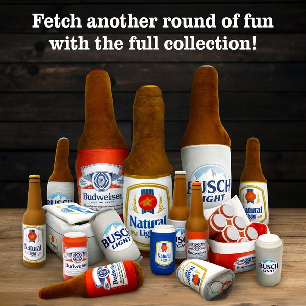 Show full view: Natural Light Plush Bottle Dog Toy, 10-in slide 6 of 6