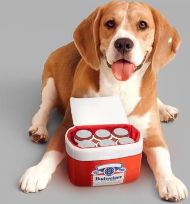 Show full view: Budweiser Printed Plush Cooler Latex Solid Six Pack Dog Toy slide 5 of 8