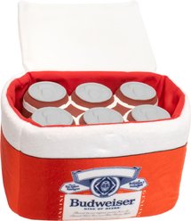 Budweiser Printed Plush Cooler Latex Solid Six Pack Dog Toy
