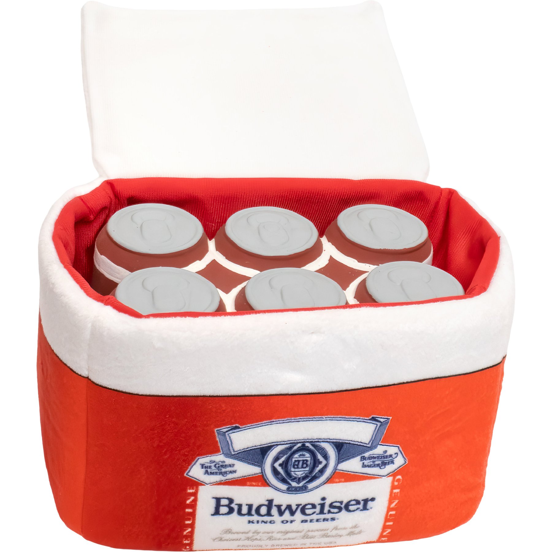 Budweiser Printed Plush Cooler Latex Solid Six Pack Dog Toy