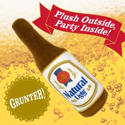 Show full view: Natural Light Plush Bottle Dog Toy, 10-in slide 3 of 8