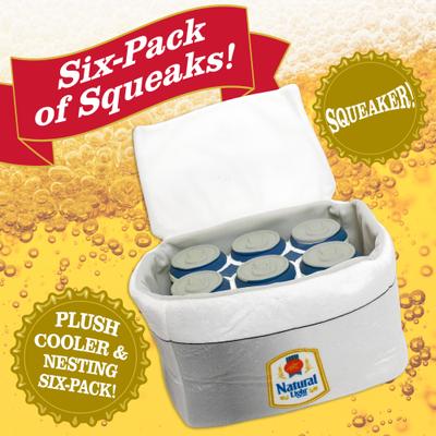 Show full view: Natural Light Printed Plush Cooler Latex Solid Six Pack Dog Toy slide 2 of 7