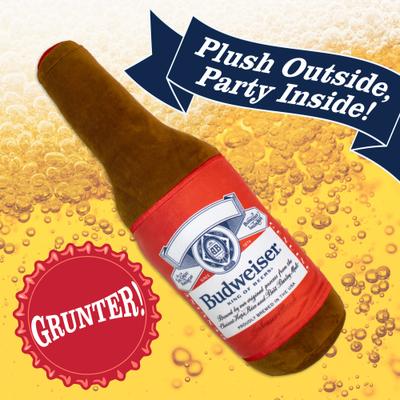 Show full view: Budweiser Plush Bottle Dog Toy, 18-in slide 2 of 7