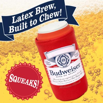 Show full view: Budweiser Latex Can Printed Koozie Dog Toy slide 2 of 6