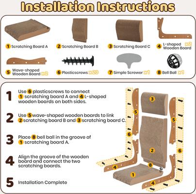 Show full view: Happy & Polly L-Shape Double-Sided Cardboard Cat Scratcher, Brown, 26-in, 2 count slide 8 of 10