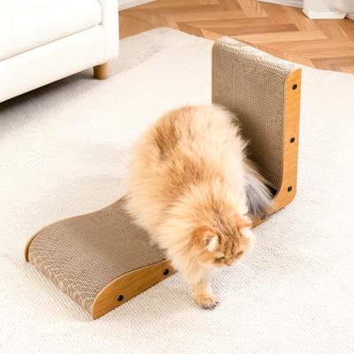 Show full view: Happy & Polly L-Shape Double-Sided Cardboard Cat Scratcher, Brown, 26-in, 2 count slide 4 of 10