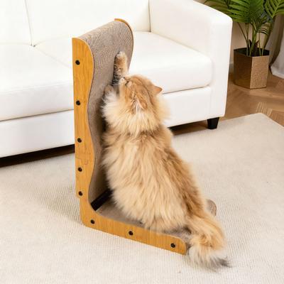 Show full view: Happy & Polly L-Shape Double-Sided Cardboard Cat Scratcher, Brown, 26-in, 2 count slide 2 of 10