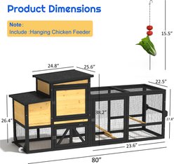 TIMHAKA 80-in Outdoor Wooden Chicken Coop, 2 to 4 Chicken Capacity slide 2 of 7