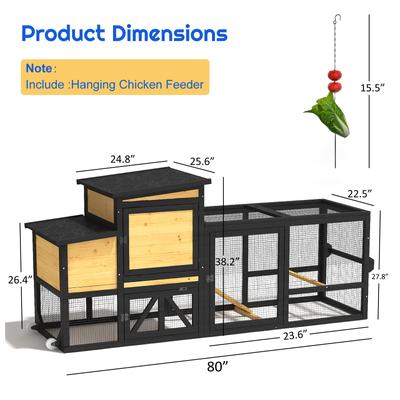 Show full view: TIMHAKA 80-in Outdoor Wooden Chicken Coop, 2 to 4 Chicken Capacity slide 3 of 7