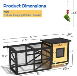 TIMHAKA 71-in Outdoor Wooden Chicken Coop, 2 to 3 Chicken Capacity slide 2 of 7