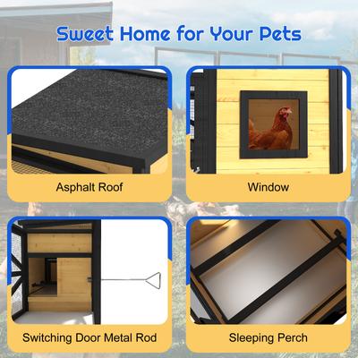 Show full view: TIMHAKA 71-in Outdoor Wooden Chicken Coop, 2 to 3 Chicken Capacity slide 2 of 7