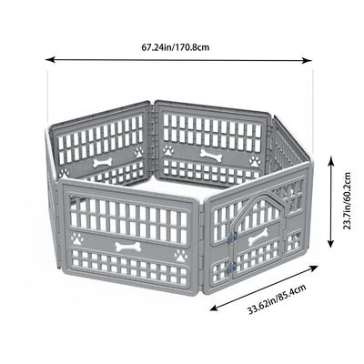 Show full view: Cesicia Resin Indoor Dog Playpen, Gray, 6 panel slide 7 of 7