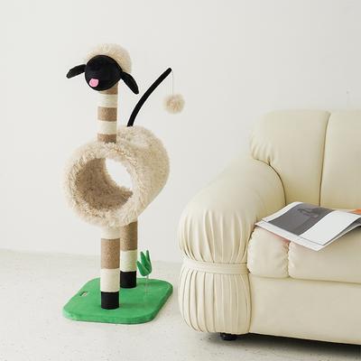 Show full view: ZEZE Sheep 38-in Polyester Cat Tree with Tunnel & Scratcher slide 4 of 8
