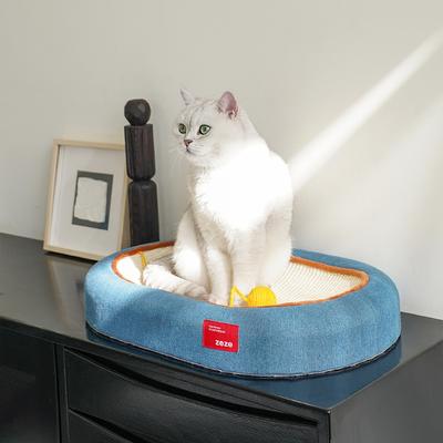 Show full view: ZEZE 3.5-in Denim Cat Scratcher Bed with Toy slide 6 of 9
