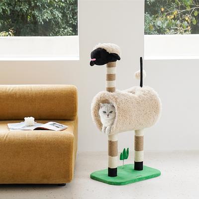 Show full view: ZEZE Sheep 38-in Polyester Cat Tree with Tunnel & Scratcher slide 3 of 8