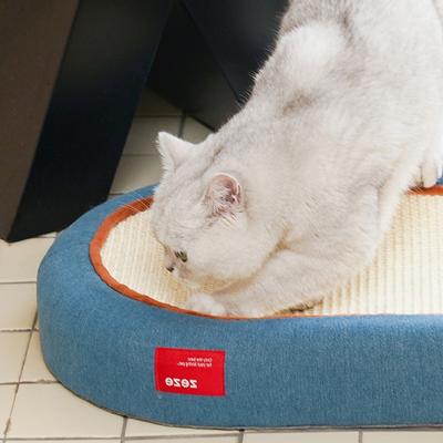 Show full view: ZEZE 3.5-in Denim Cat Scratcher Bed with Toy slide 3 of 9