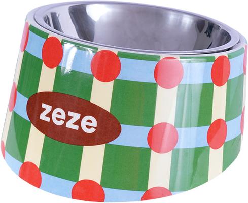 Show full view: ZEZE Striped & Polka Dot Metal Dog Bowl, 3-cup slide 2 of 5