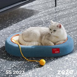 ZEZE 3.5-in Denim Cat Scratcher Bed with Toy