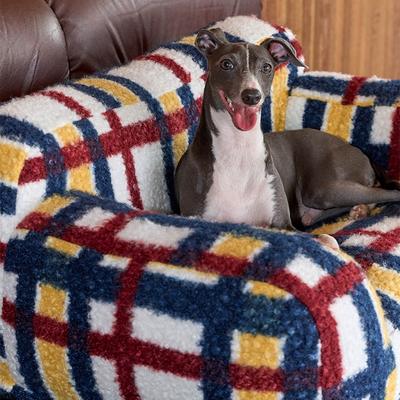 Show full view: ZEZE Vintage Plaid Mondrian Check Pattern Furniture Style Dog & Cat Sofa Bed with Removable Cover slide 4 of 11