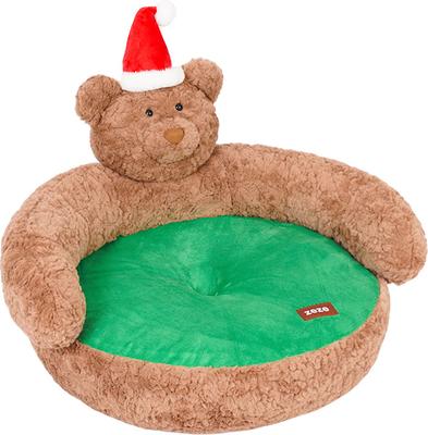 Show full view: ZEZE Christmas Teddy Bear Bolster Dog & Cat Bed slide 2 of 7