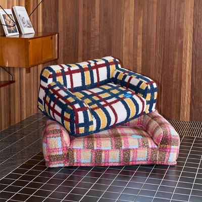 Show full view: ZEZE Vintage Plaid Mondrian Check Pattern Furniture Style Dog & Cat Sofa Bed with Removable Cover slide 9 of 11