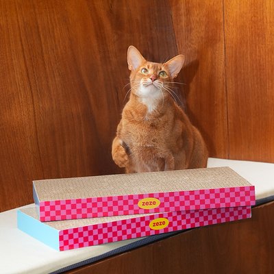 ZEZE ZEZE Neon Sweetheart Cardboard Reversible Honeycomb Corrugated Cat Scratcher Pad, 2 count, Neon, Large