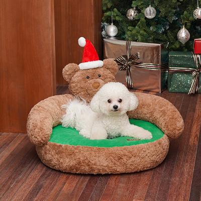 Show full view: ZEZE Christmas Teddy Bear Bolster Dog & Cat Bed slide 3 of 7