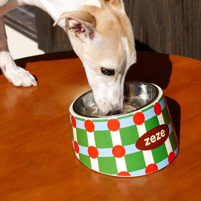 Show full view: ZEZE Striped & Polka Dot Metal Dog Bowl, 3-cup slide 4 of 5