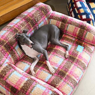 Show full view: ZEZE Vintage Plaid Pink Plus Furniture Style Dog & Cat Sofa Bed with Removable Cover slide 3 of 10