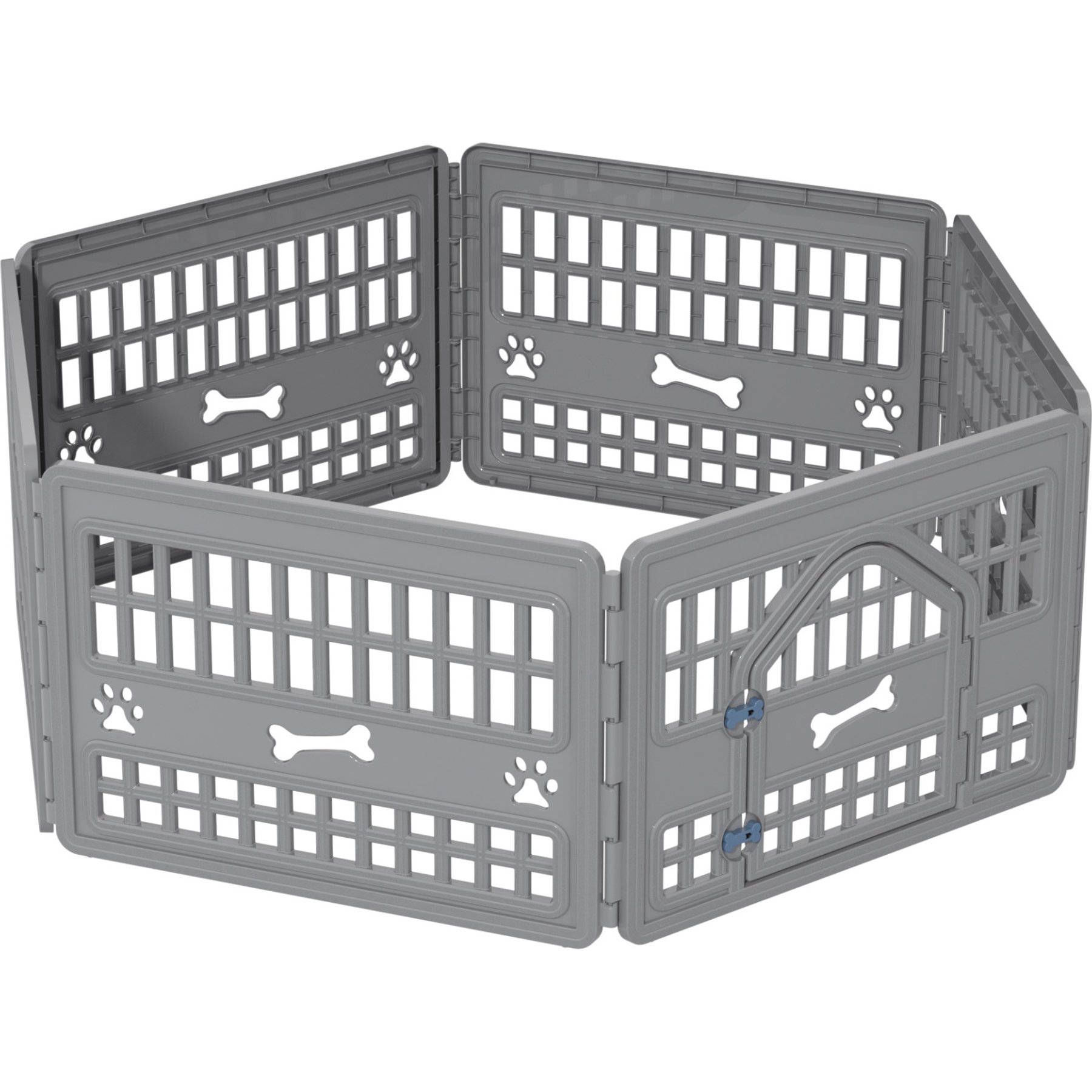 Cesicia Resin Indoor Dog Playpen, Gray, 6 panel