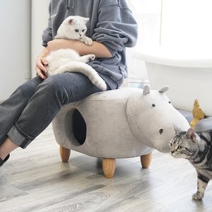 ZEZE Baby Hippo Soft Footstool Polyester Cat House