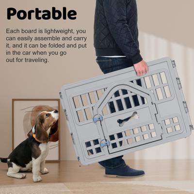 Show full view: Cesicia Resin Indoor Dog Playpen, Gray, 6 panel slide 4 of 7