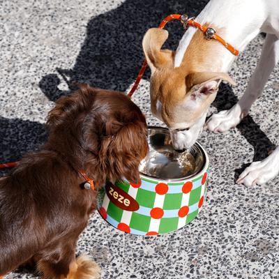 Show full view: ZEZE Striped & Polka Dot Metal Dog Bowl, 3-cup slide 3 of 5
